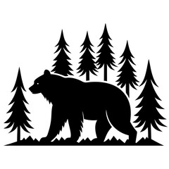 Black Silhouette Bear in Nature Walk 