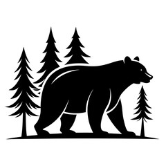 Black Silhouette Bear in Nature Walk 