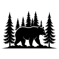 Black Silhouette Bear in Nature Walk 