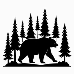 Black Silhouette Bear in Nature Walk 