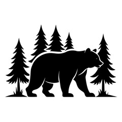 Black Silhouette Bear in Nature Walk 