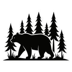 Black Silhouette Bear in Nature Walk 