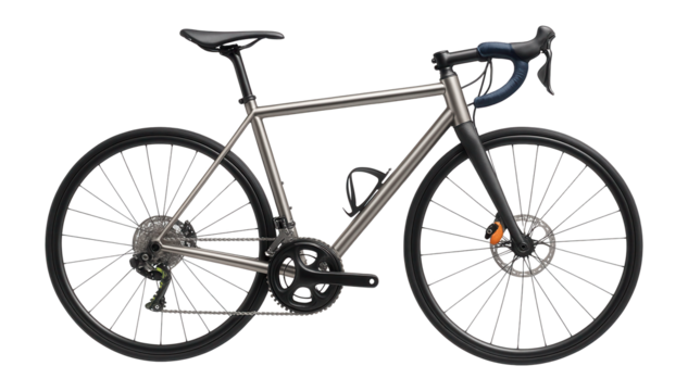 Lightweight road bike with titanium frame and carbon fork for uphill climbs