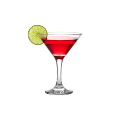 red cocktail with lime
