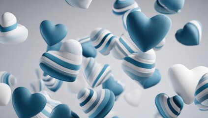 Floating hearts in soft blues and whites