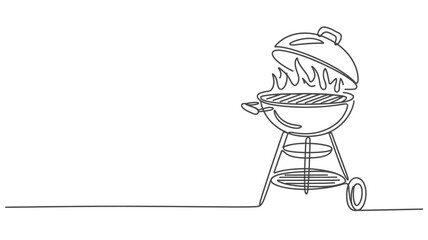 One Line Drawing of a BBQ Grill