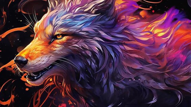Galaxy Version of dragon wolf world,ai generative