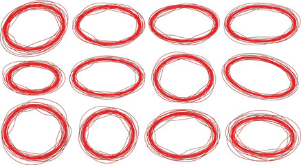 Red scribble circles vector design elements for graphic design and creative projects resource pack free