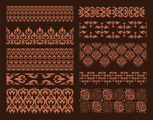 Aceh Traditional Border Motif Pattern Set