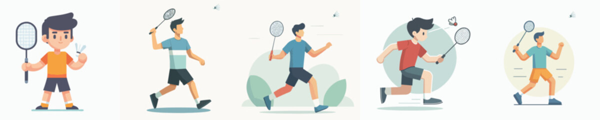 vector of a male playing badminton