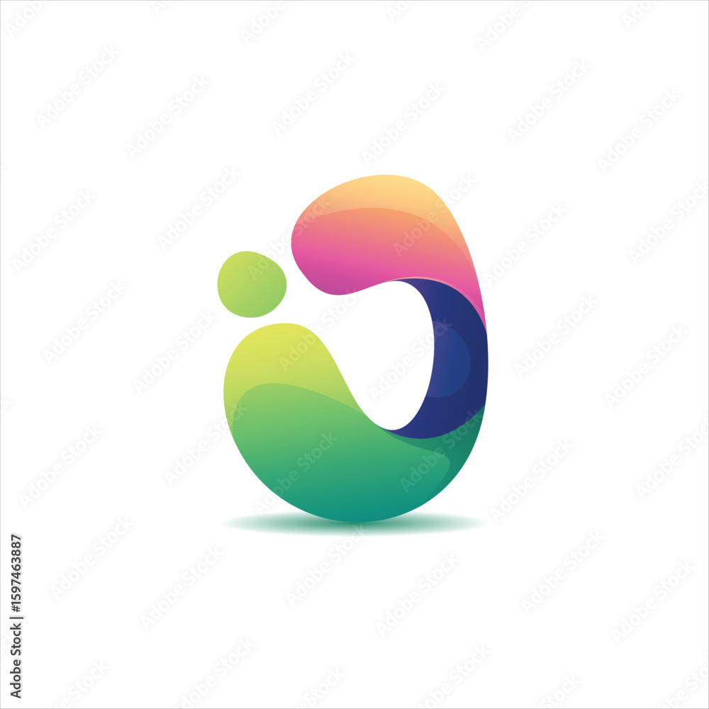 Poster j initial gradient colorful logo design