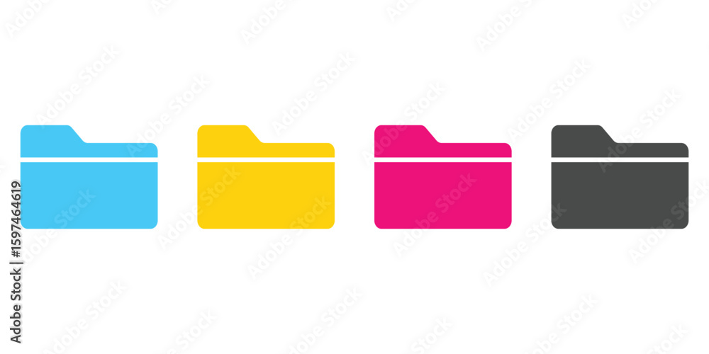 Aufkleber computer file folder icons set. colorful document folders. office folder icons with documents. folde