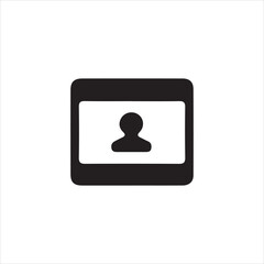 Fototapeta premium Black silhouette of a person icon inside a rounded rectangle frame user profile