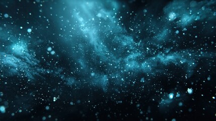 Deep space nebula with glowing particles.