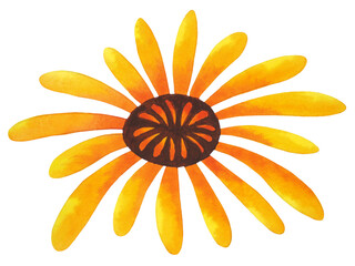 yellow color flower japanese pattern vintage retro style nature floral blossom plant petal leaf icon logo sign symbol art design illustration watercolor painting white isolated background decoration