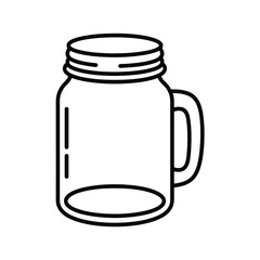 Simple Line Art Illustration of a Mason Jar Mug