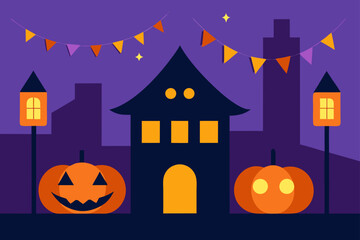 halloween background with pumpkin and bats