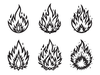 burning fire ball line art