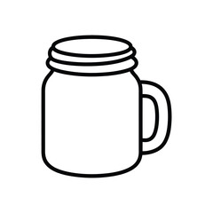 Simple Line Art Illustration of a Mason Jar with Handle
