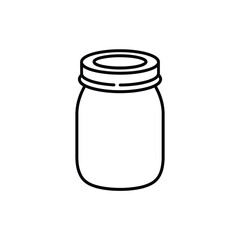 Simple line drawing of a mason jar on white background