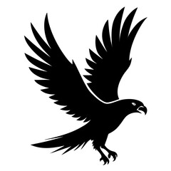 Hawk flying clean black silhouette vector 