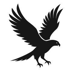 Hawk flying clean black silhouette vector 