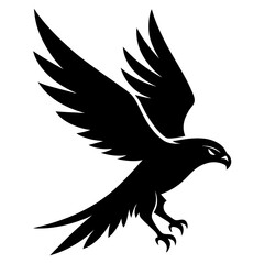 Hawk flying clean black silhouette vector 