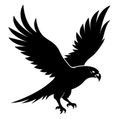Hawk flying clean black silhouette vector 