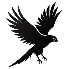 Hawk flying clean black silhouette vector 