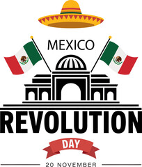 Flat Mexico Revolution Day Design.