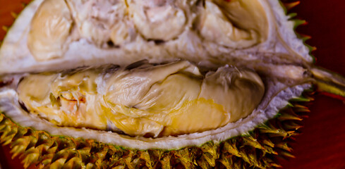 close-up view of Montong durian fruit, Medan, North Sumatra