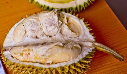 close-up view of Montong durian fruit, Medan, North Sumatra