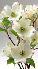 Closeup Of White Dogwood Blossoms