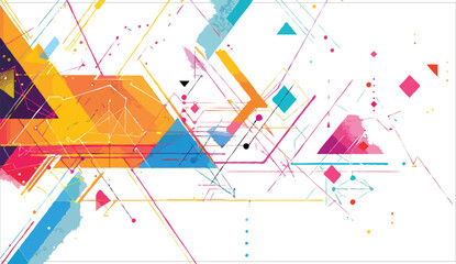 Dynamic Geometric Abstraction A Vibrant Composition of Shapes Lines and Colors Creating a Sense of Movement and Energy