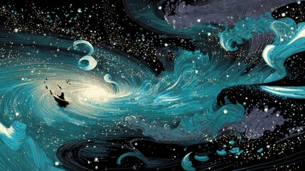 Vibrant Cosmic Nebula Digital Art