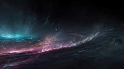 Cosmic Galaxy Landscape With Glowing Nebula