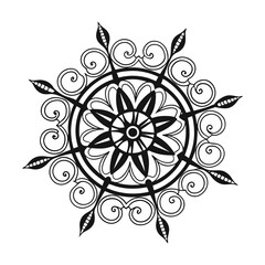 Black and white mandala vector isolated on white. Vector hand drawn circular decorative element.