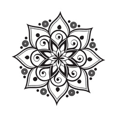 Black and white mandala vector isolated on white. Vector hand drawn circular decorative element.