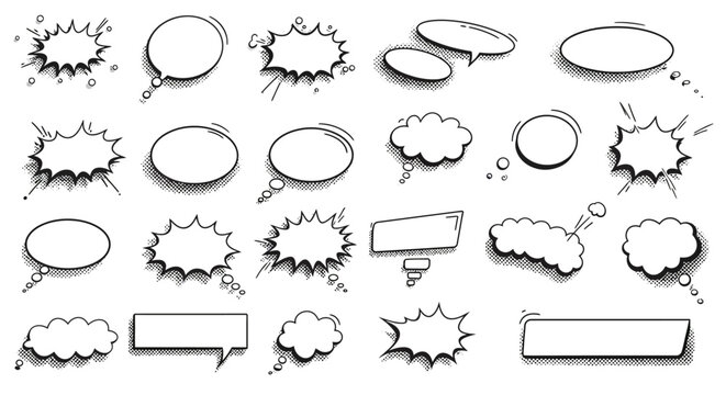 Dialogue Box and Explosion Bubble Flat Design Pack