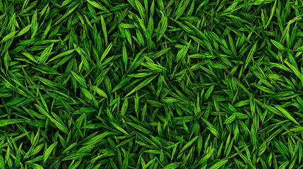 Realistic flat lay of vibrant green grass texture with natural variation in blades, seamless pattern on transparent background 