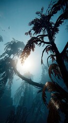 Pixelated Forest Sunlight Through Branches