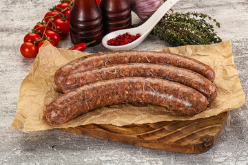 Raw beef and lamb sausages