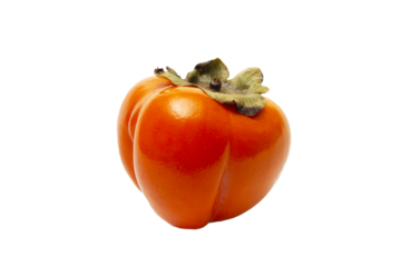 One orange persimmon on a transparent background. Isolate on a transparent background.
