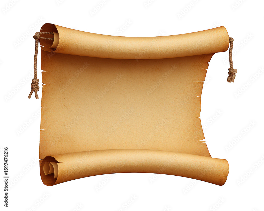 Aufkleber old scroll blank parchment curled edges vintage paper isolated textured brown ancient empty decorati