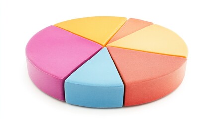 Obraz premium Colorful pie chart, six sections, bright pastel colors