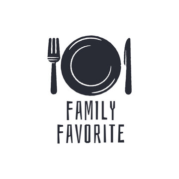 Family Favorite Logo. Simple family favorite logo for culinary branding, food blog, packaging or kitchen design. Vector illustration.