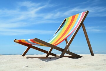 Lounging chair positioned beneath a serene stretch of blue sky