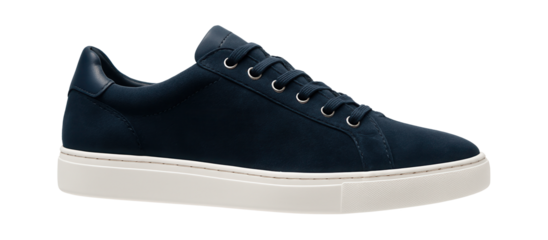 Low-profile sneakers with textured suede panels and leather heel tab in navy blue