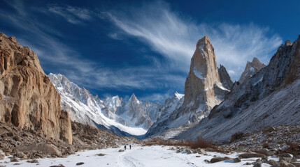 breathtaking view of one of worlds top  challenging mountains showcasing sheer cliffs intricate rock formations