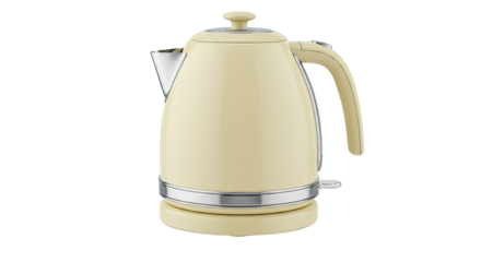 Cream Retro Electric Kettle Modern Kitchen Appliance.